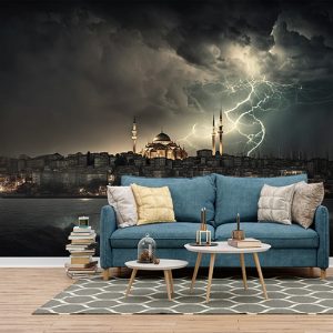 Eşsiz İstanbul Manzarası Boğaz ve Yağmurlu Hava Duvar Kağıdı D-00540