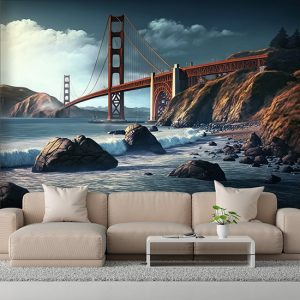 Golden Gate ve Kayalıklar Manzara Duvar Kağıdı YD-00555
