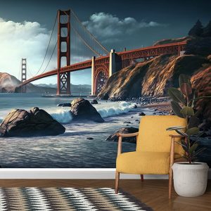 Golden Gate ve Kayalıklar Manzara Duvar Kağıdı YD-00555