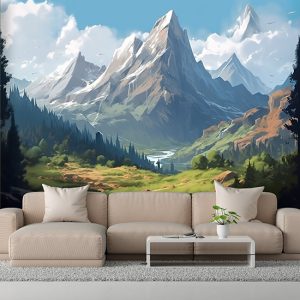 Eşsiz Dağ Manzarası Dekor Duvar Kağıdı YD-00725