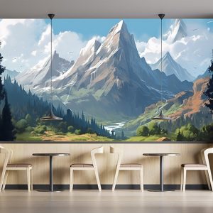 Eşsiz Dağ Manzarası Dekor Duvar Kağıdı YD-00725