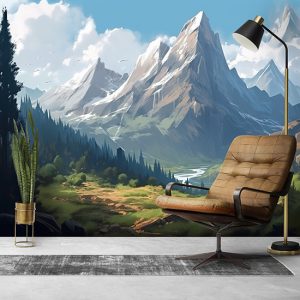 Eşsiz Dağ Manzarası Dekor Duvar Kağıdı YD-00725