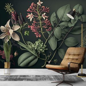 Botanik Çiçekler Sanatsal Duvar Kağıdı YF-00682