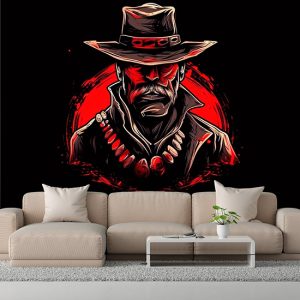Kovboy İllüstrasyon Dekor Duvar Kağıdı YS-00617