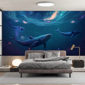 3D Kozmik Deniz Altı Balinalar Duvar Kağıdı Modelleri ve Fiyatları Dekoros'da. Tüm Türkiye'ye Poster Duvar Kağıtları Gönderilir.