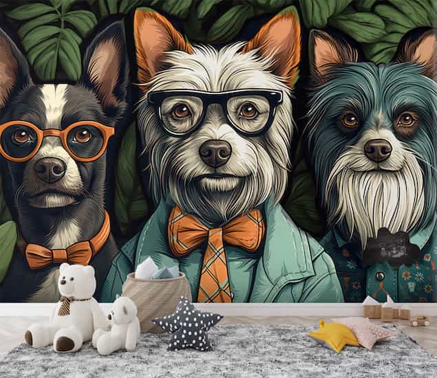 Havalı Gözlüklü Papyonlu Köpekler Duvar Kağıdı Modelleri ve Fiyatları Dekoros'da. Tüm Türkiye'ye Poster Duvar Kağıdı Gönderilir. Şimdi Alışverişe!
