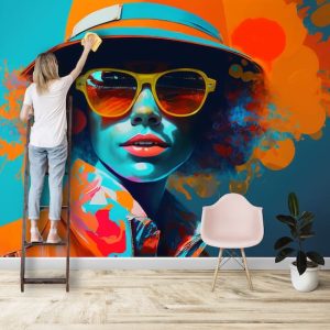 Mavi Kadın Turuncu Detaylar 3D Duvar Kağıtları Modelleri ve Fiyatları Dekoros'da. Tüm Türkiye'ye Poster Duvar Kağıtları Gönderilir.