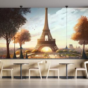 Eyfel Kulesi ve Gün Batımı Manzara Duvar Kağıdı YD-00743