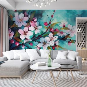 Suluboya Kiraz Çiçekleri Dekor Duvar Kağıdı YF-02004