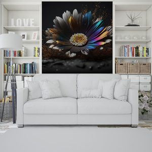 3D Altın Parıltılı Papatya Dekor Duvar Kağıdı YF-02007