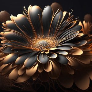 Siyah ve Gold Papatya Modern Çiçek Duvar Kağıtları YF-02012