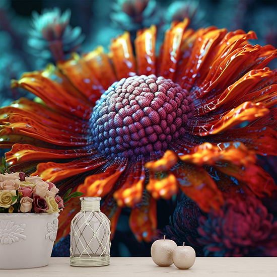 3D Jerbara Çiçeği Canlı Duvar Kağıtları YF-02014