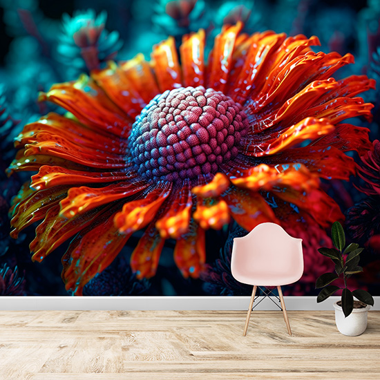3D Jerbara Çiçeği Canlı Duvar Kağıtları YF-02014