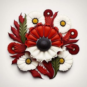 Türk Bayrağı Renkleriyle 3D Çiçek Duvar Kağıdı YF-02017