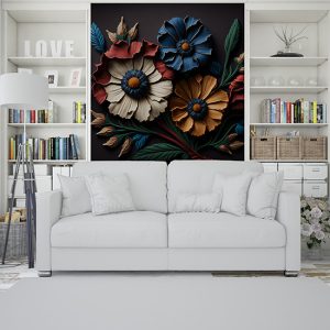 3D Rengarenk Çiçekler En İyi Canlı Çiçek Duvar Kağıtları YF-02018