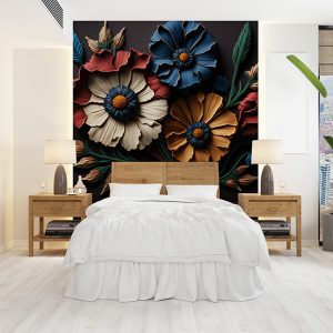 3D Rengarenk Çiçekler En İyi Canlı Çiçek Duvar Kağıtları YF-02018