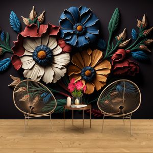 3D Rengarenk Çiçekler En İyi Canlı Çiçek Duvar Kağıtları YF-02018