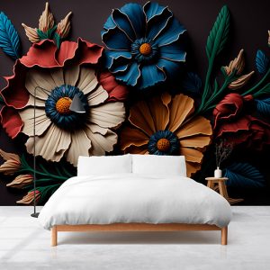3D Rengarenk Çiçekler En İyi Canlı Çiçek Duvar Kağıtları YF-02018