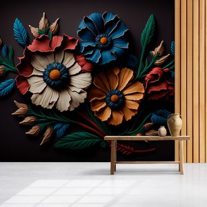 3D Rengarenk Çiçekler En İyi Canlı Çiçek Duvar Kağıtları YF-02018