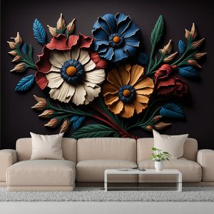 3D Rengarenk Çiçekler En İyi Canlı Çiçek Duvar Kağıtları YF-02018
