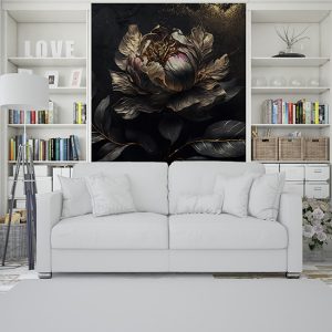 3D Gold Mat Şakayık Çiçeği Modern Duvar Kağıdı YF-02045