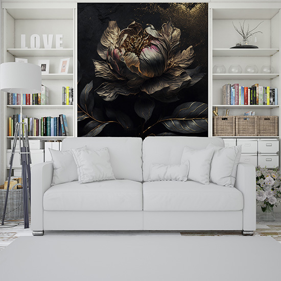 3D Gold Mat Şakayık Çiçeği Modern Duvar Kağıdı YF-02045