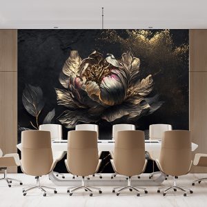 3D Gold Mat Şakayık Çiçeği Modern Duvar Kağıdı YF-02045