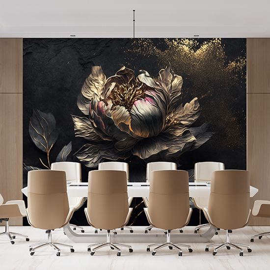 3D Gold Mat Şakayık Çiçeği Modern Duvar Kağıdı YF-02045