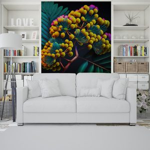 3D Sarı Mimoza Çiçekler İllüstrasyon Duvar Kağıdı YF-02031