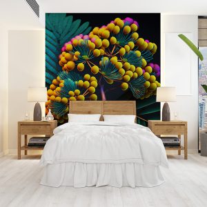 3D Sarı Mimoza Çiçekler İllüstrasyon Duvar Kağıdı YF-02031