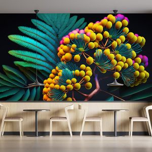 3D Sarı Mimoza Çiçekler İllüstrasyon Duvar Kağıdı YF-02031