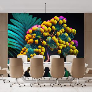 3D Sarı Mimoza Çiçekler İllüstrasyon Duvar Kağıdı YF-02031