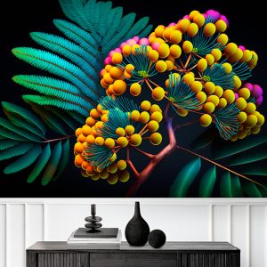 3D Sarı Mimoza Çiçekler İllüstrasyon Duvar Kağıdı YF-02031