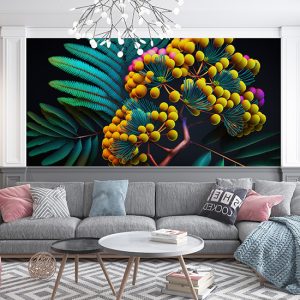 3D Sarı Mimoza Çiçekler İllüstrasyon Duvar Kağıdı YF-02031