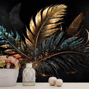 Suluboya Mat Yapraklar 3D Modern Duvar Kağıdı YF-02042