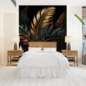 Suluboya Mat Yapraklar 3D Modern Duvar Kağıdı YF-02042