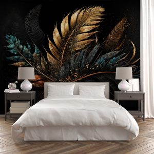 Suluboya Mat Yapraklar 3D Modern Duvar Kağıdı YF-02042