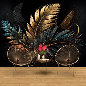 Suluboya Mat Yapraklar 3D Modern Duvar Kağıdı YF-02042