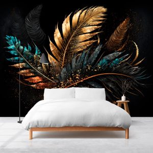 Suluboya Mat Yapraklar 3D Modern Duvar Kağıdı YF-02042