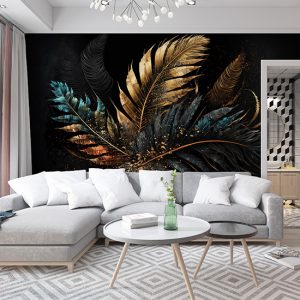 Suluboya Mat Yapraklar 3D Modern Duvar Kağıdı YF-02042