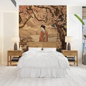 Sakura Ağacı ve Kadın Çin Kültürü Duvar Kağıdı YF-02048