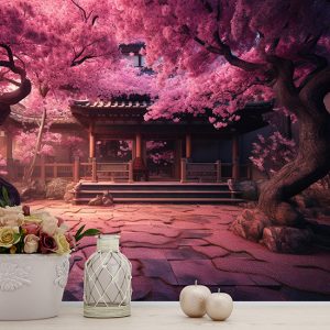 Sakura Ağacı ve Manzara Modern Dekor Duvar Kağıdı YF-02050