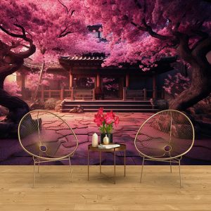 Sakura Ağacı ve Manzara Modern Dekor Duvar Kağıdı YF-02050