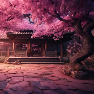 Sakura Ağacı ve Manzara Modern Dekor Duvar Kağıdı YF-02050