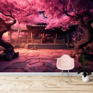 Sakura Ağacı ve Manzara Modern Dekor Duvar Kağıdı YF-02050
