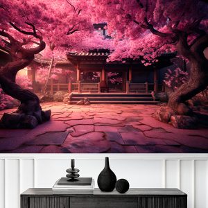 Sakura Ağacı ve Manzara Modern Dekor Duvar Kağıdı YF-02050