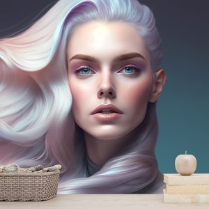 3D Beyaz Saçlı Kadın Güzellik Merkezi Duvar Kağıdı YK-00570