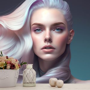 3D Beyaz Saçlı Kadın Güzellik Merkezi Duvar Kağıdı YK-00570