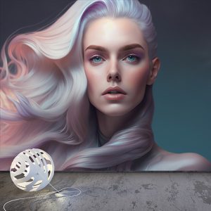 3D Beyaz Saçlı Kadın Güzellik Merkezi Duvar Kağıdı YK-00570