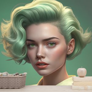 Yeşil Saçlı Kadın Güzellik Merkezi Duvar Kağıdı YK-00571